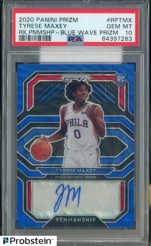 2020 Panini Prizm Penmanship Tyrese Maxey RC Rookie AUTO PSA 10 GEM MINT