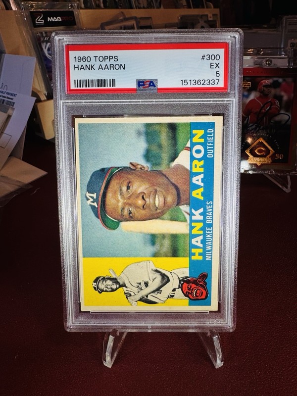 PSA 5 EX 1960 TOPPS HANK AARON #300 BRAVES HOF 67437 B159