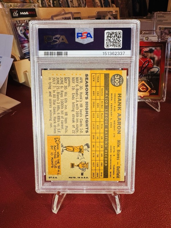 PSA 5 EX 1960 TOPPS HANK AARON #300 BRAVES HOF 67437 B159 view 2