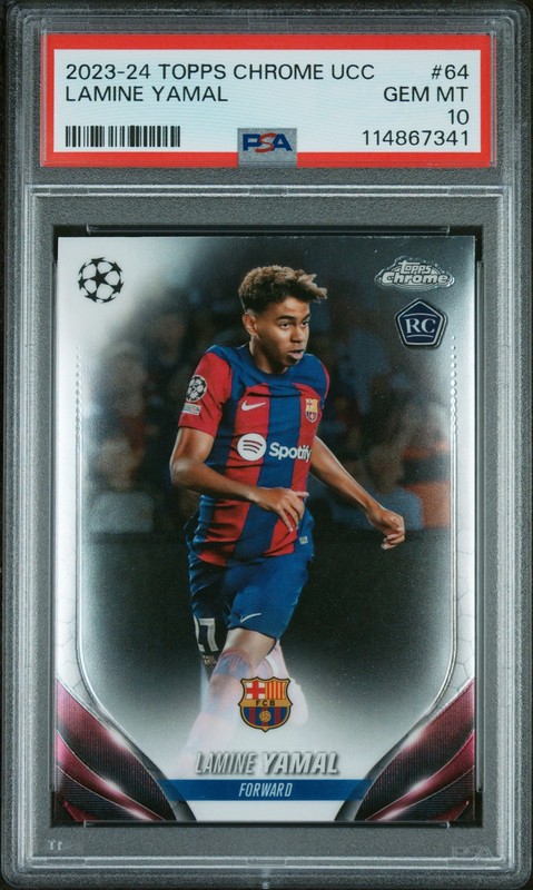 Lamine Yamal 2023-24 Topps Chrome Uefa Rookie FC Barcelona PSA 10