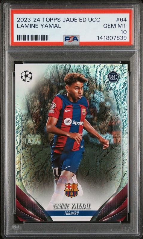 Lamine Yamal 2023-24 Topps Jade Edition Uefa Rookie FC Barcelona PSA 10
