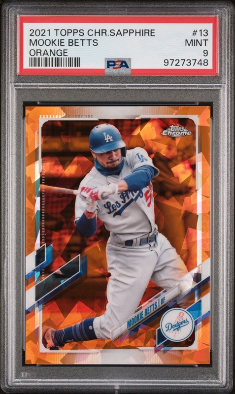 2021 Topps Chrome Sapphire Mookie Betts True Orange #/25 PSA 9 LA Dodgers