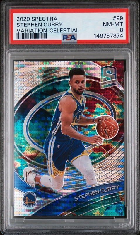 2020-21 Panini Spectra Stephen Curry #99 Celestial Prizm /99 PSA 8
