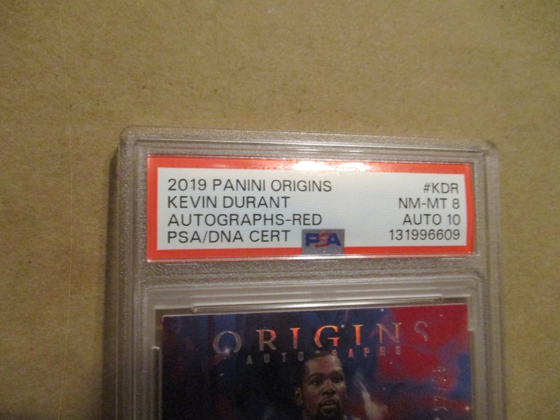 2019-20 PANINI ORIGINS KEVIN DURANT #AG-KDR RED ON CARD AUTO 12/25 PSA 8 10 AUTO view 2