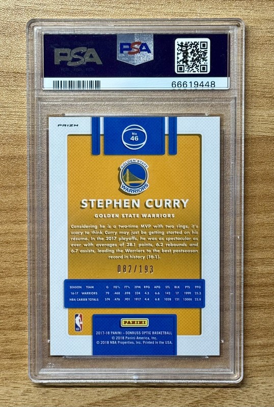 2017-18 Panini Optic Stephen Curry Orange Fast Break /193 PSA 10 Gem Mint - RARE view 2