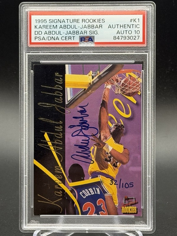 1995 Signature Rookies KAREEM ABDUL JABBAR Auto #/105 PSA Authentic Auto 10