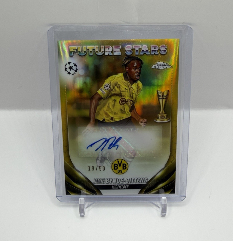 Topps Chrome Jamie Bynoe-Gittens Borussia Dortmund Gold Refractor RC Auto /50