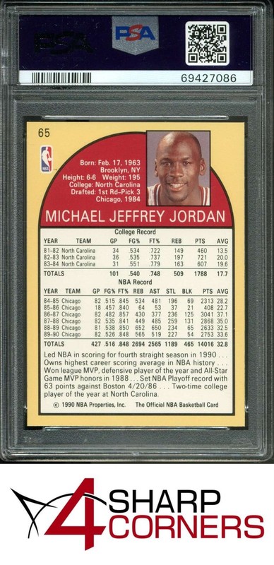 1990 HOOPS #65 MICHAEL JORDAN BULLS HOF PSA 10 view 2