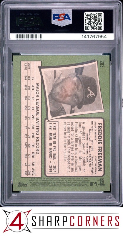 2020 TOPPS HERITAGE #263 FREDDIE FREEMAN PSA 10 view 2