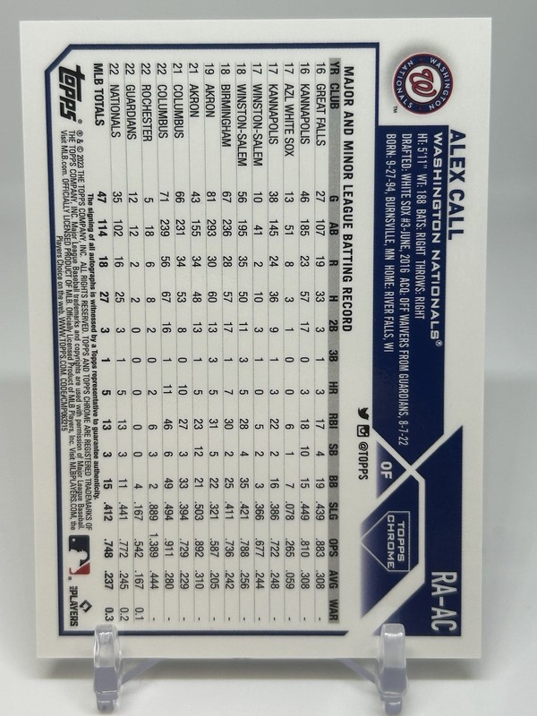 Alex Call 2023 Topps Chrome Rookie Auto #RAAC Gold Wave /50 Ref view 2