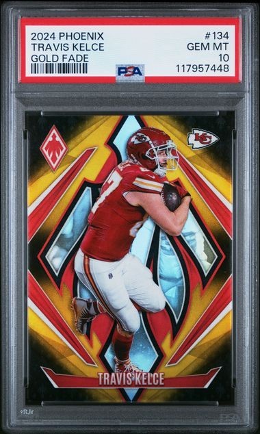 2024 PANINI PHOENIX #134 TRAVIS KELCE GOLD FADE 23/125 PSA GEM MT 10 view 1