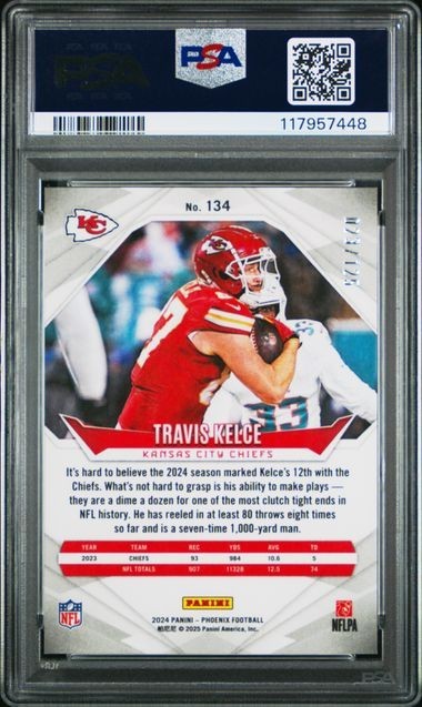 2024 PANINI PHOENIX #134 TRAVIS KELCE GOLD FADE 23/125 PSA GEM MT 10 view 2