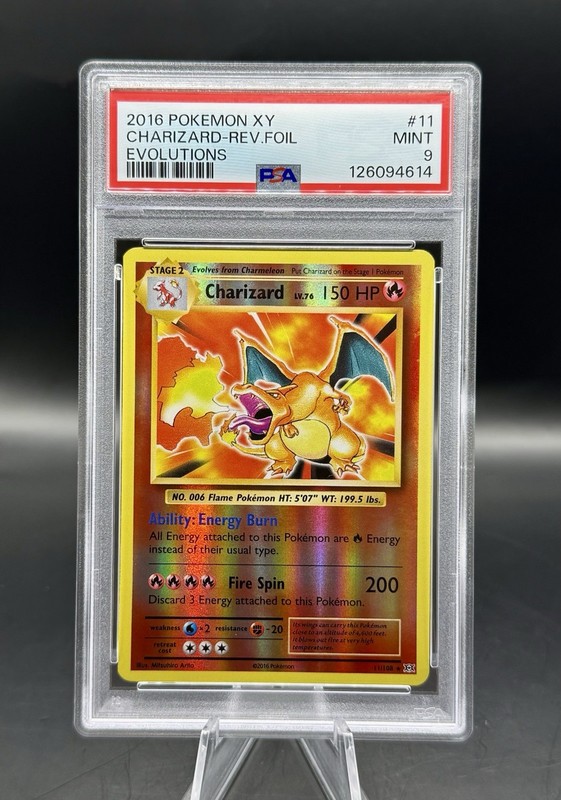 PSA 9 Charizard 11/108 Pokemon XY Evolutions Reverse Holo 2016 English