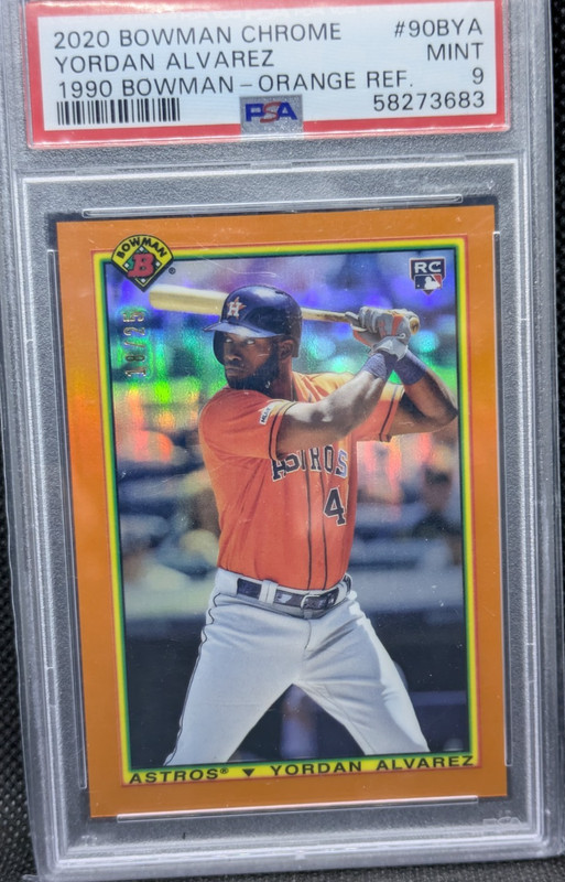 2020 Bowman Chrome Yordan Alvarez RC 1990 Orange Refractor /25 PSA 9 SSP