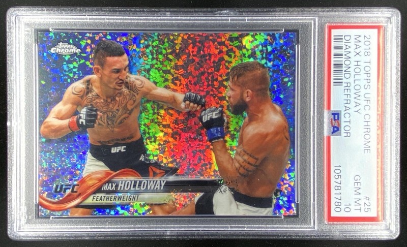 MAX HOLLOWAY 2018 TOPPS CHROME UFC DIAMOND REFRACTOR PSA 10