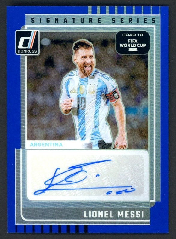 2025-26 Donruss Road to FIFA World Cup 26 Soccer Blue Lionel Messi AUTO 34/199