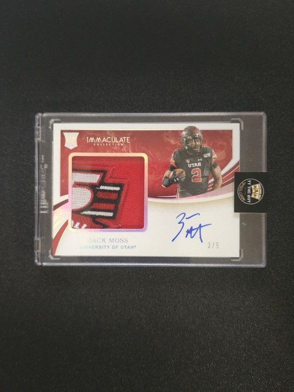 Panini 2020 Immaculate Collegiate Zack Moss Utah Utes Auto Patch 3/5