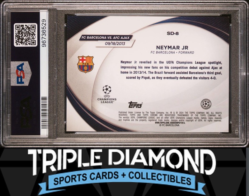 2023-24 Topps Chrome UCC Neymar Jr Starball Debut Orange MD #22/25 N997 PSA 9 view 2