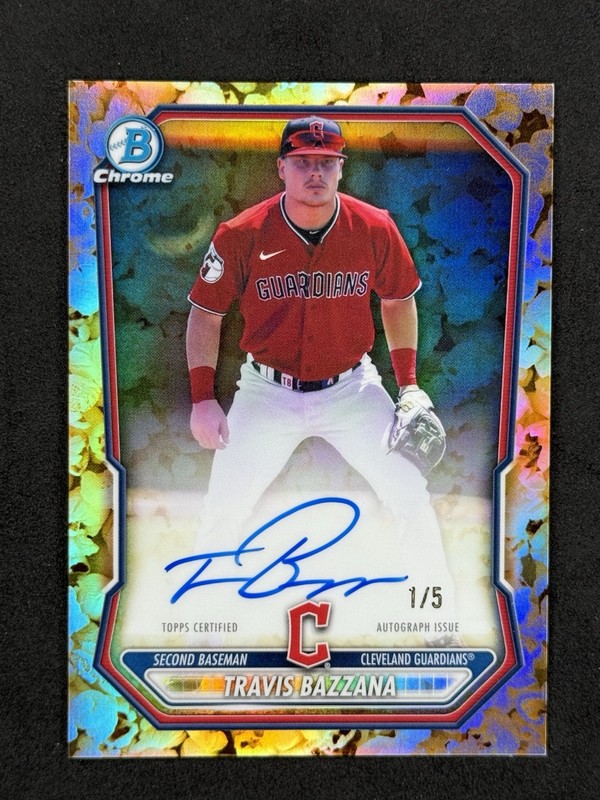 TRAVIS BAZZANA 2026 Bowman Chrome Auto #CPA-TB Popcorn Refractor /5 Guardians