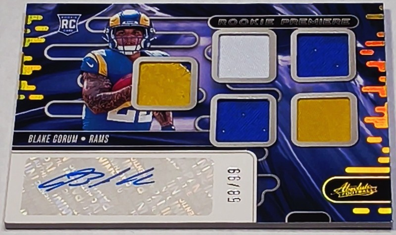 2024 Absolute Blake Corum Rookie Premiere Auto Patch /99 RPA Rams view 1