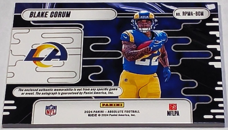 2024 Absolute Blake Corum Rookie Premiere Auto Patch /99 RPA Rams view 2