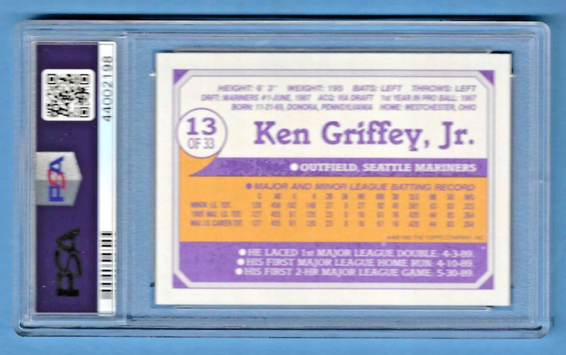 1990 Toys R US Rookies Ken Griffey Jr. Mariners #13 Rookie PSA 10 #44002198 HOF view 2