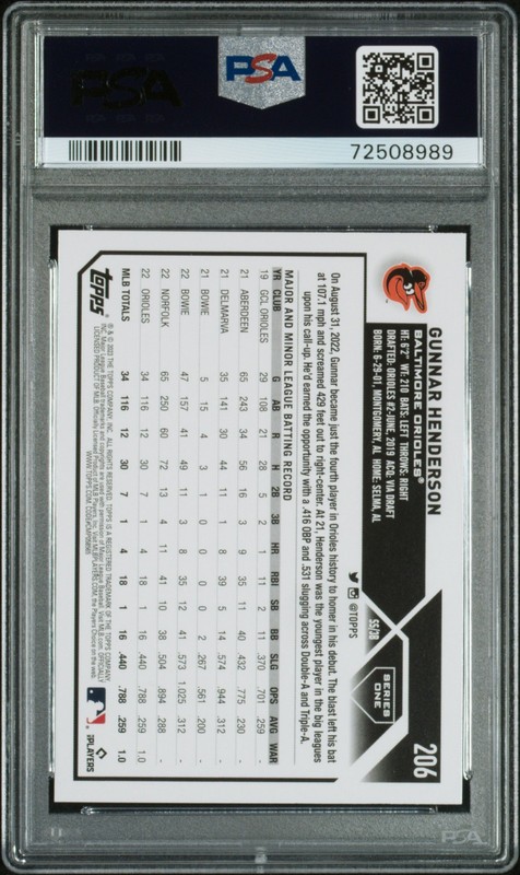 2023 Topps #206 Gunnar Henderson PSA 10 view 2