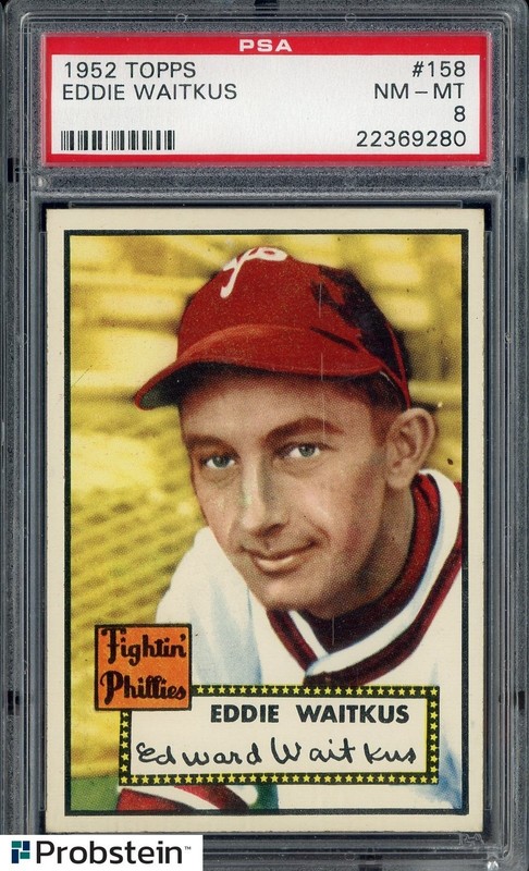 1952 Topps #158 Eddie Waitkus Philadelphia Phillies PSA 8 NM-MT
