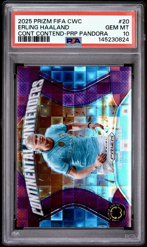2025 Prizm FIFA Club World Cup Erling Haaland Purple Pandora /49 PSA 10