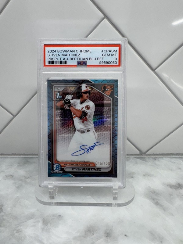 2024 Bowman Chrome Reptilian Blue Stiven Martinez RC Rookie AUTO /150 PSA 10