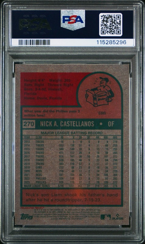 2024 Topps Heritage Nick Castellanos Chrome Superfractor 1/1 PSA 9 Phillies view 2