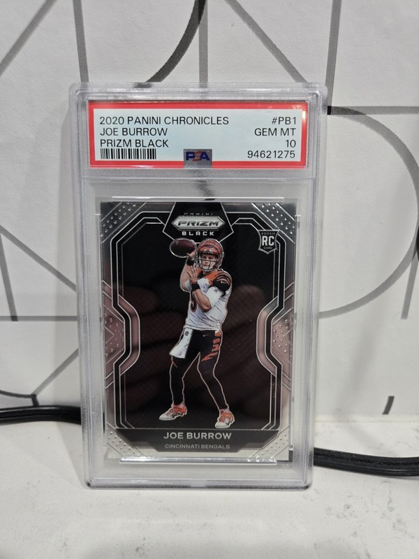 2020 Panini Chronicles Prizm Black Joe Burrow #PB-1, Rookie, PSA 10