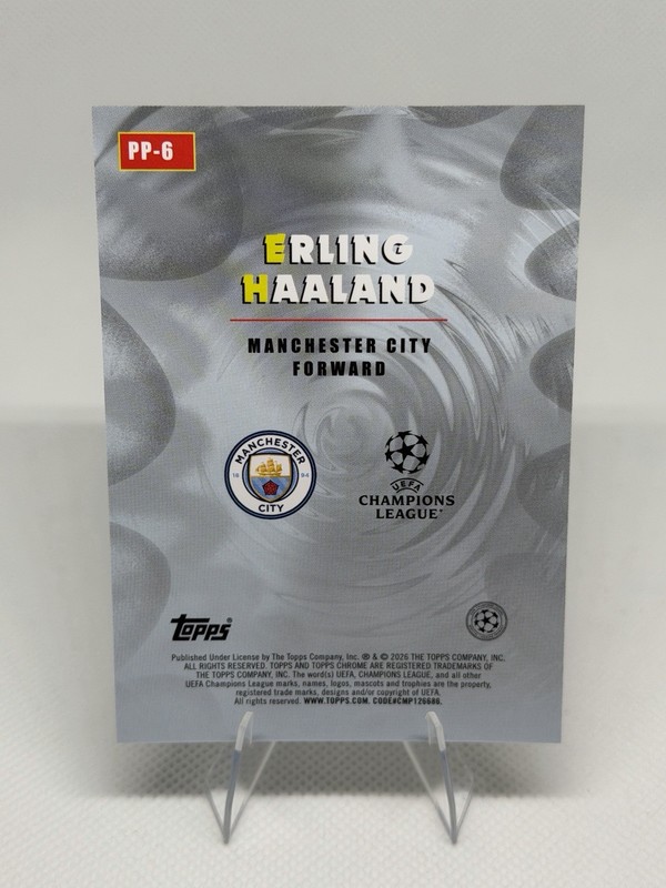 2025-26 Topps Chrome UEFA CC Erling Haaland Power Players #PP-6 Man City view 2