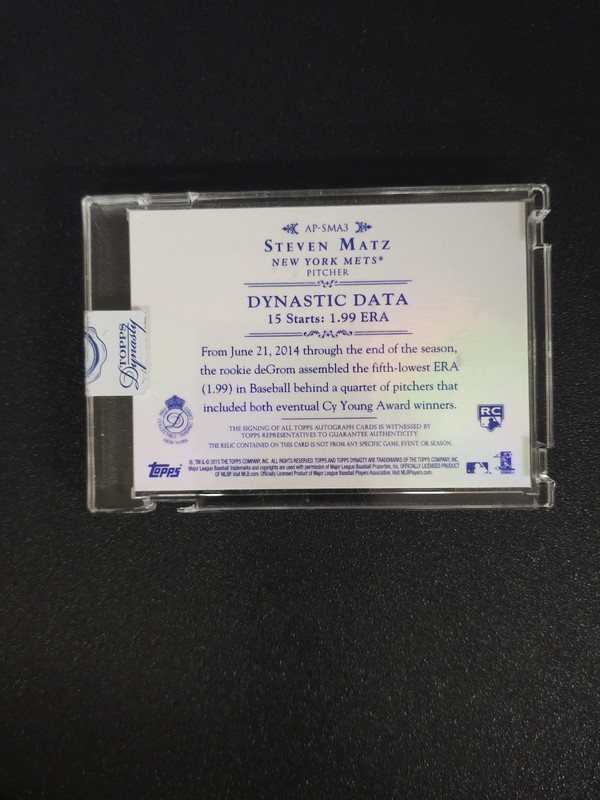 Steven Matz 2015 Topps Dynasty Rookie Patch Auto 3/10 RPA METS view 2