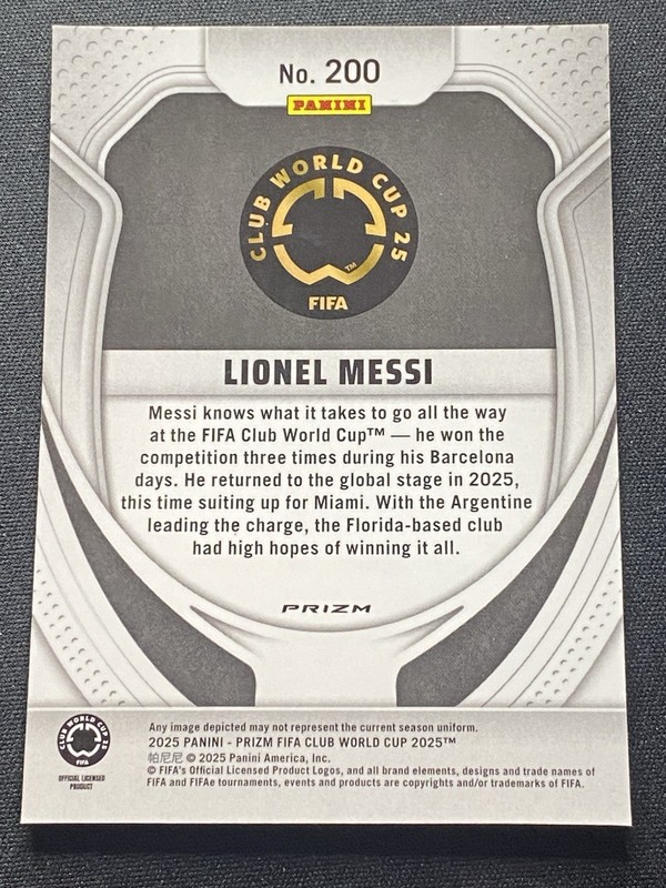 2025 Panini Prizm FIFA Club World Cup Lionel Messi #200 Pulsar view 2