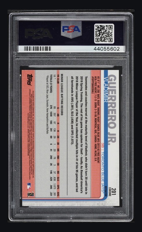 Vladimir Guerrero Jr Refractor Rookie 2019 Topps Chrome Blue Jays PSA 10 view 2
