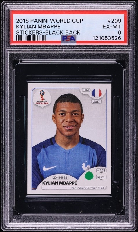 Kylian Mbappe 2018 Panini World Cup Stickers Black Back ROOKIE #209 PSA 6 