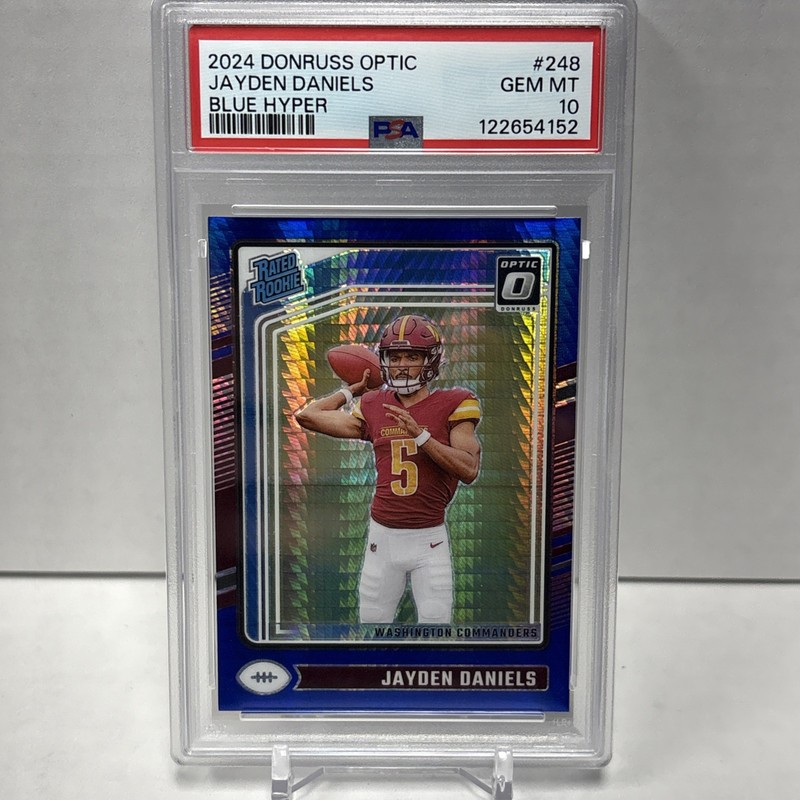 2024 DONRUSS OPTIC JAYDEN DANIELS #248 RC BLUE HYPER PRIZM - PSA 10