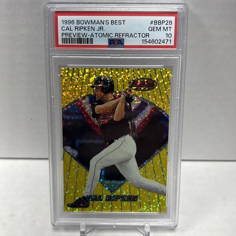 1996 BOWMAN'S BEST CAL RIPKEN JR #BBP28 GOLD ATOMIC REFRACTOR SSP - PSA 10