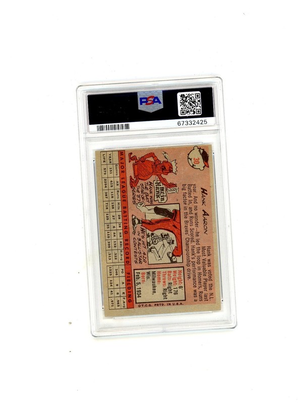 1958 Topps PSA 4#30 Hank Aaron White Letter Very Nice/Clean 4! view 2