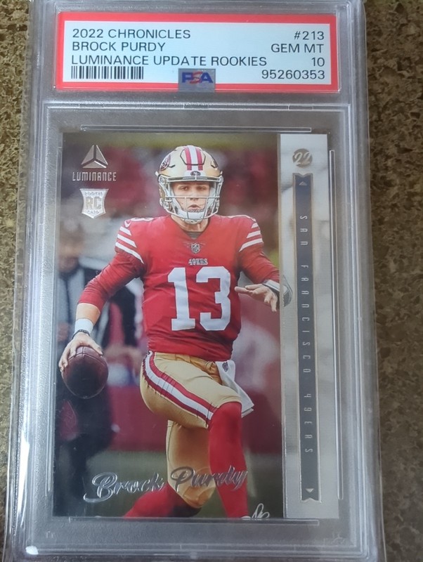 2022 Panini Chronicles - Luminance Update Rookies Brock Purdy PSA 10