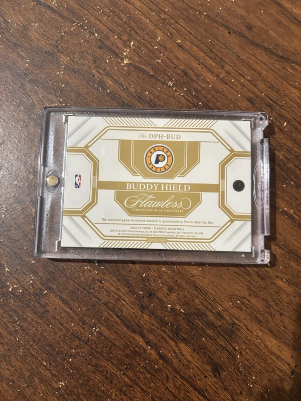 2022 Flawless Basketball Buddy Hield Dual Laundry Tags Platinum 1/1 Patches GU view 2