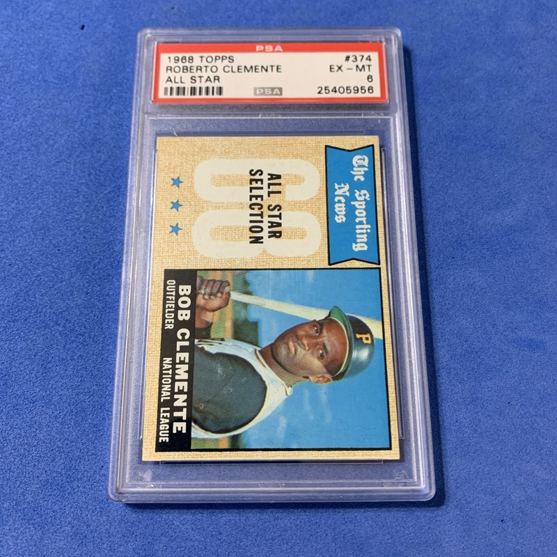 1968 Topps - Sporting News All-Stars Roberto Clemente #374 Called Bob on Card view 2