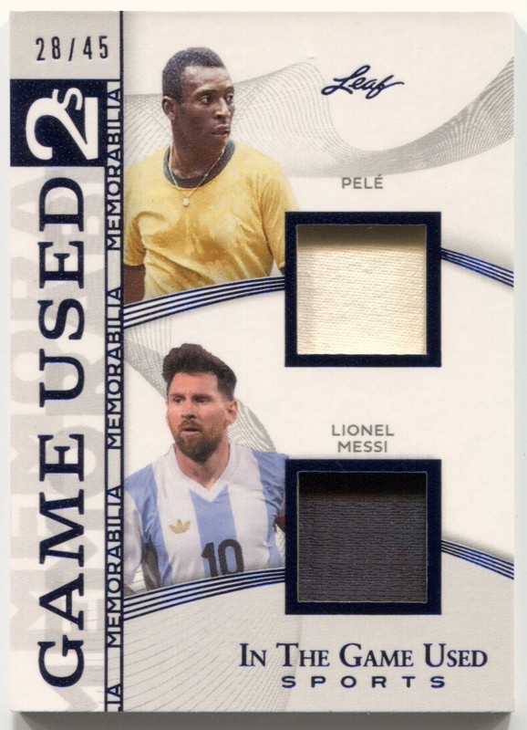 2025 Leaf In The Game Used Pele Lionel Messi Dual Jersey #/45