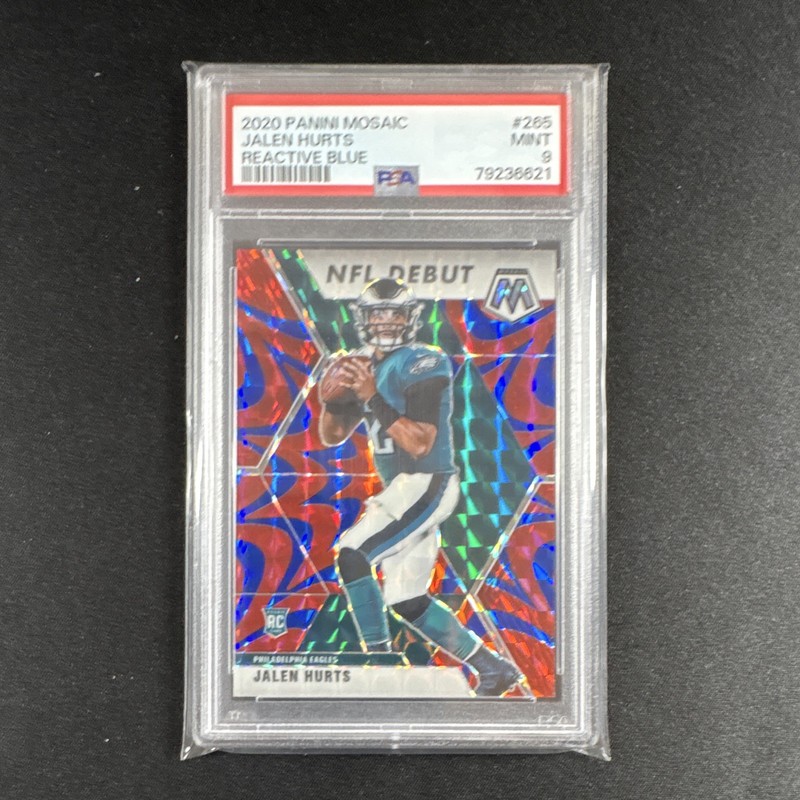 Jalen Hurts 2020 Mosaic NFL Debut Reactive Blue Prizm #265 PSA 9 Rookie Card