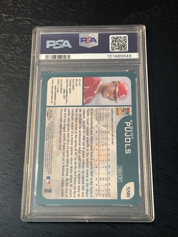 2001 Topps Chrome Albert Pujols Cardinals Late Addition Rookie Card #596 PSA 5 view 2