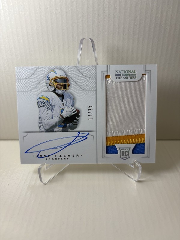 2021 National Treasures Josh Palmer Crossover /25 RPA #CRS-JP Rookie Patch Auto
