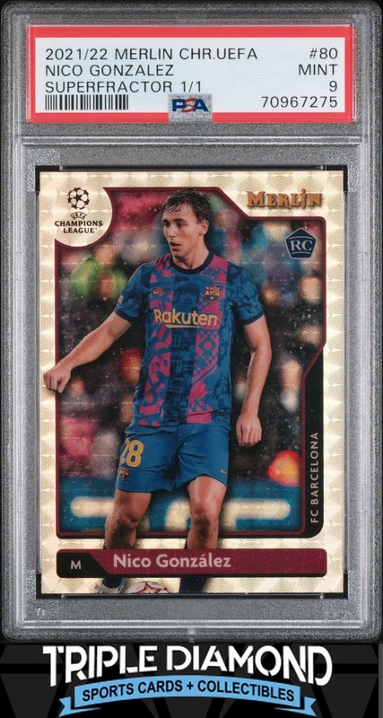 2021 Topps Merlin Chrome UCL Nico Gonzalez Rookie Superfractor #1/1 PSA 9 O817