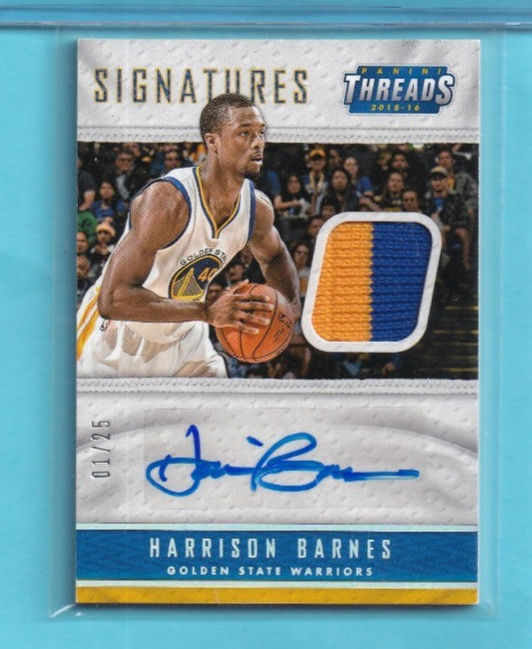 HARRISON BARNES 2015-16 THREADS SIGNATURES AUTO 1/1 PATCH #1/25 SPURS
