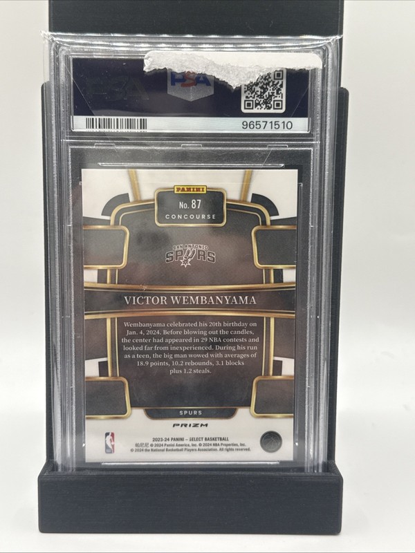 2023 Select Victor Wembanyama PSA 10 Rookie Silver Prizm Spurs Card #87 RC view 2